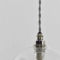 Bathroom pendant light with clear glass shade and adjustable hanging cord