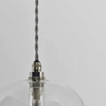 Bodium Bathroom Clear large handcrafted clear glass pendant light with adjustable twisted cord and metal fitting, bathroom-safe design