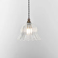 Bodium Bathroom Ribbed Glass Pendant Light with adjustable flex, handcrafted ribbed glass shade, and IP44 rating for bathroom use