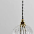 Bodium Bathroom Ribbed Glass Pendant Light with adjustable flex and handcrafted ribbed glass shade