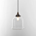 Hythe small clear glass shade bathroom pendant light with hand-blown curved design and adjustable twisted cord