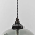 Hythe Medium Smoked Glass Shade pendant light with hand-blown curved glass and adjustable black twisted cord