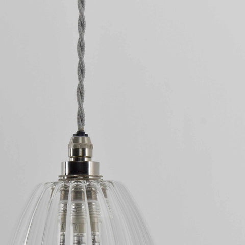Camber Small Ribbed Glass Shade bathroom pendant light with elegant ribbed glass and adjustable flex length