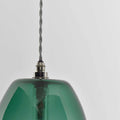 Camber large teal glass shade pendant light with adjustable flex and metal fittings