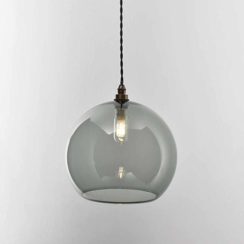 Soho large smoked glass shade bathroom pendant light with handcrafted smoked glass and modern design