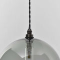 Soho large smoked glass shade pendant light with twisted black cord and modern metal fixture for bathroom ceiling lighting