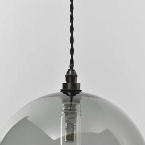 Soho large smoked glass shade bathroom pendant light with twisted cord and metal fixture