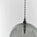 Soho large smoked glass shade pendant light for bathroom with twisted cord and modern design