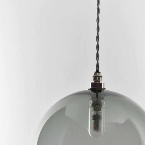 Soho large smoked glass shade pendant light for bathroom with twisted cord and modern design
