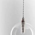Soho medium clear glass shade bathroom pendant light with twisted cord and metal fixture