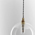 Soho medium clear glass shade bathroom pendant light with twisted cord and brass fittings