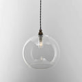 Soho large clear glass shade pendant light with vintage bulb and black twisted cord