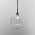 Soho large ribbed glass shade bathroom pendant light with clear handblown ribbed glass and vintage-style bulb