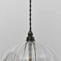 Soho large ribbed glass shade pendant light with handcrafted clear ribbed design for bathroom décor