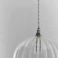 Soho Large Ribbed Glass Shade bathroom pendant light with handblown ribbed glass and metal fittings