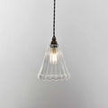 Rye small ribbed glass bathroom pendant light with handcrafted ribbed shade and vintage style