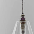 Rye Small Clear Glass bathroom pendant light with handblown clear glass shade and metal fittings