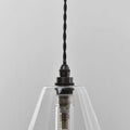 Rye medium clear glass shade bathroom pendant light with handblown glass and black twisted cord
