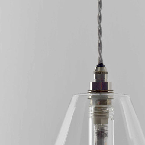 Rye medium clear glass shade bathroom pendant light with handcrafted handblown glass design