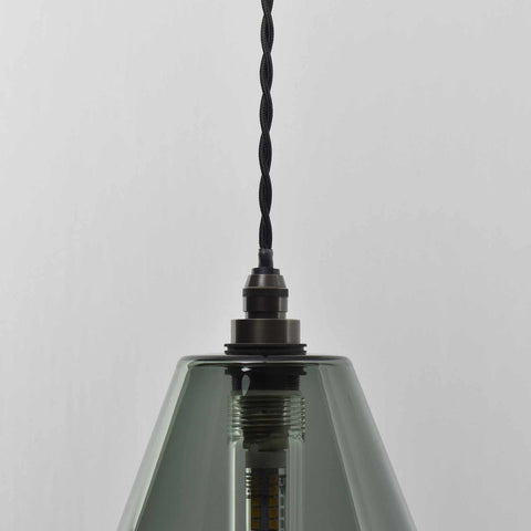 Rye medium smoked glass bathroom pendant light with handcrafted smoked glass shade and minimalist design