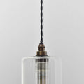 Brook small ribbed glass shade pendant light with handblown cylindrical design for bathrooms
