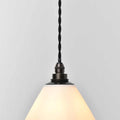 Langton Ceramic Shade bathroom pendant light with elegant white ceramic shade and black twisted cord