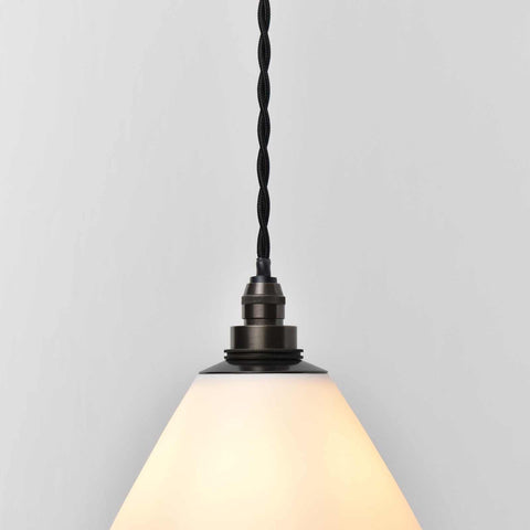Langton Ceramic Shade bathroom pendant light with handcrafted white ceramic shade and black fixture