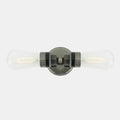 Aldbury Bathroom double wall light with two clear glass shades and industrial design in matte black finish