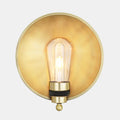 Chulainn Bathroom Dish Wall Light with brass dish shade and clear bulb, moisture-resistant for bathrooms
