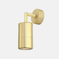 Ennis IP44 brass spot wall light with minimalist cylindrical shade and wall bracket for bathroom and damp areas