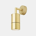 Ennis IP44 brass spot wall light with cylindrical shade and minimalist bracket for bathroom and damp environments
