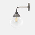 Laguna Bathroom Wall Light with clear glass shade and vintage bulb, industrial metal finish, 20cm size, IP44 waterproof design