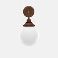 Laguna Bathroom Wall Light with round opal glass shade and bronze finish, 20cm