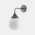 Laguna Bathroom Wall Light with opal glass shade and metal arm for wet zones.