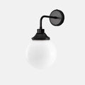 Laguna Bathroom Wall Light with opal glass shade and black metal fixture, 20cm diameter, suitable for bathrooms