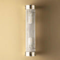 Pooky Long Roddy bathroom wall light with two bulbs and glass rods in Art Deco style, IP44 rated, mounted on beige wall