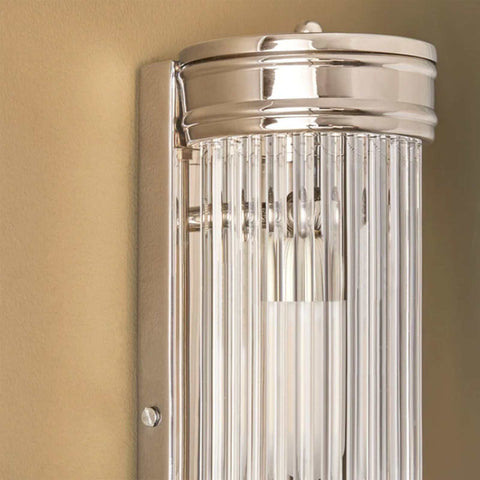 Pooky Long Roddy bathroom wall light with sleek glass rods and chrome finish designed for moisture-prone areas