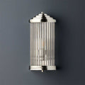 Baby Roddy Bathroom wall light with clear glass rods and polished semi-circular fitting, Art Deco style bathroom fixture