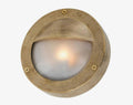 Begawan Round Brass Outdoor Wall Light 14cm with frosted glass and IP64 rating for durable outdoor use