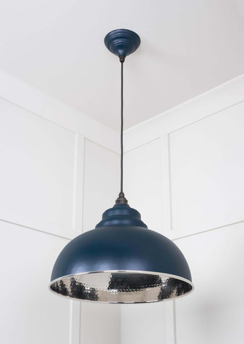 Brampton Hammered Nickel Pendant Light with hammered nickel finish , handcrafted British design.