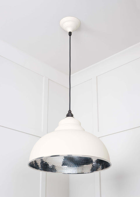 Brampton Hammered Nickel Pendant Light with hammered nickel finish and domed shape, perfect for modern and industrial home decor