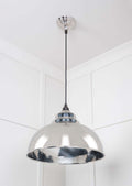 Brampton Hammered Nickel Pendant Light fixture with polished interior and industrial design