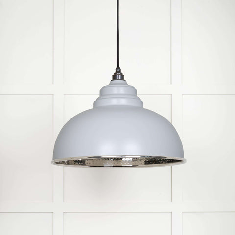 Brampton Hammered Nickel Pendant Light with hammered nickel finish domed ceiling light modern British design