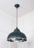 Brampton Hammered Nickel Pendant Light with nickel interior and domed smooth finish