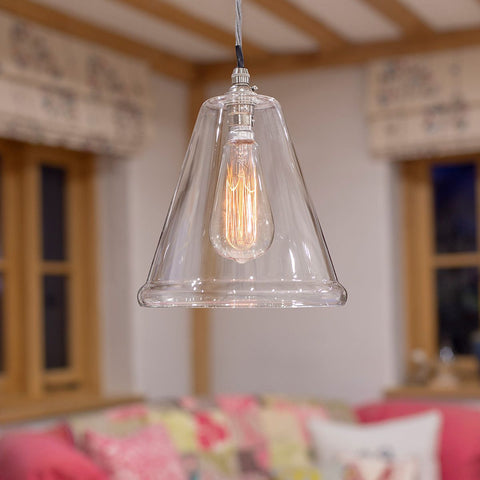 Rye Clear Glass Shade pendant light with hand-blown clear glass for modern elegant lighting