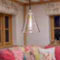 Rye small clear glass shade pendant light with hand-blown design and adjustable cable