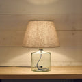 Recycled Glass Short Table Lamp With linen Shade