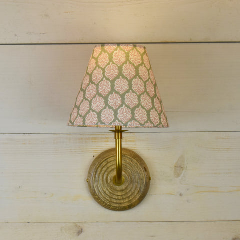 Rechargeable Floral Fabric Shade Mango Wood Wall Light
