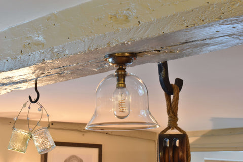 Bodium Medium Clear Glass Shade flush ceiling light with hand-blown bell glass for low ceilings