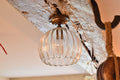 Soho Medium Ribbed Glass Shade Flush Ceiling Light on a wooden beam